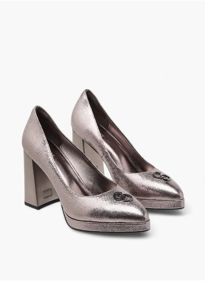 سيليست Women's Textured Slip-On Pumps with Platform Heels
