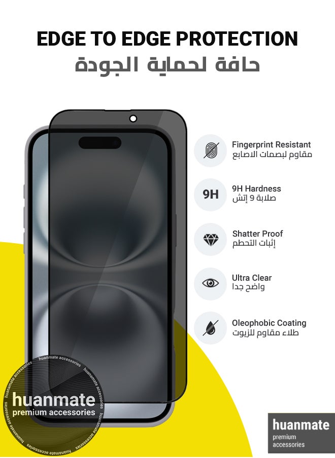 huanmate - 2 in 1 Apple iPhone 16 Plus Magsafe Protection Pack - Ultra Clear Shockproof Case & Anti-Peeping Privacy Glass Screen Protector, All-Round Defense with High Transparency & Easy Installation - Image 1