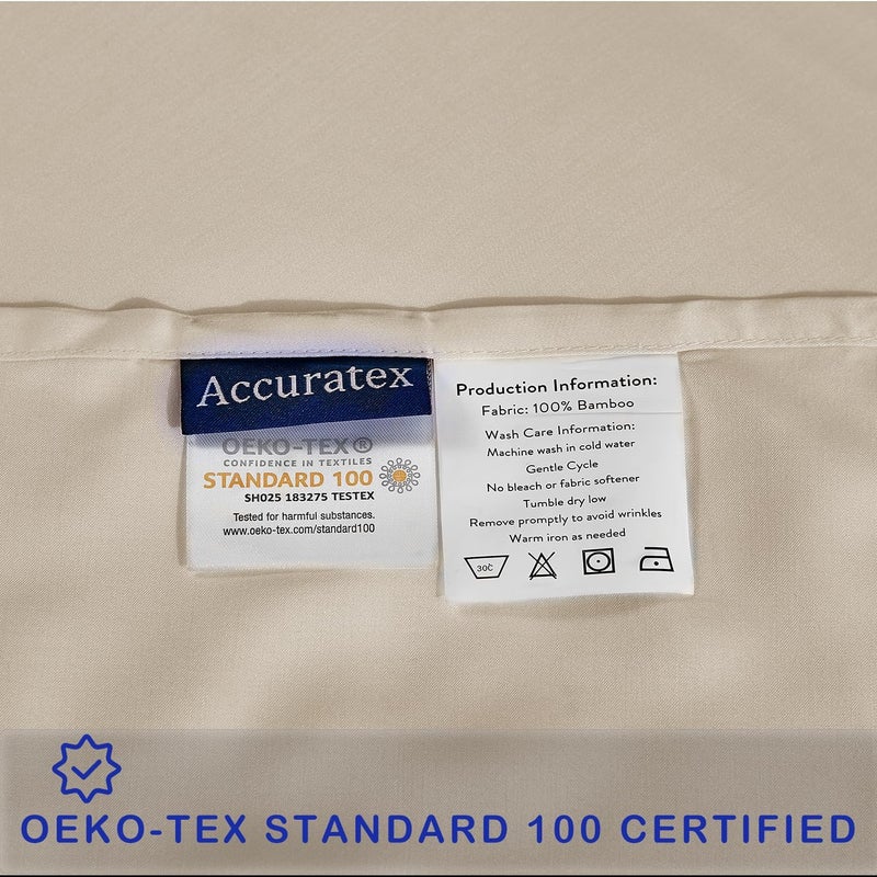 ACCURATEX Cooling Pillow Cases Set of 2, Soft Breathable Pillow Case with Envelop Closure, 100% Rayon Derived from Bamboo, Silky Pillowcase for Hair and Skin, Gifts, Beige, 50 × 75 cm - Image 5