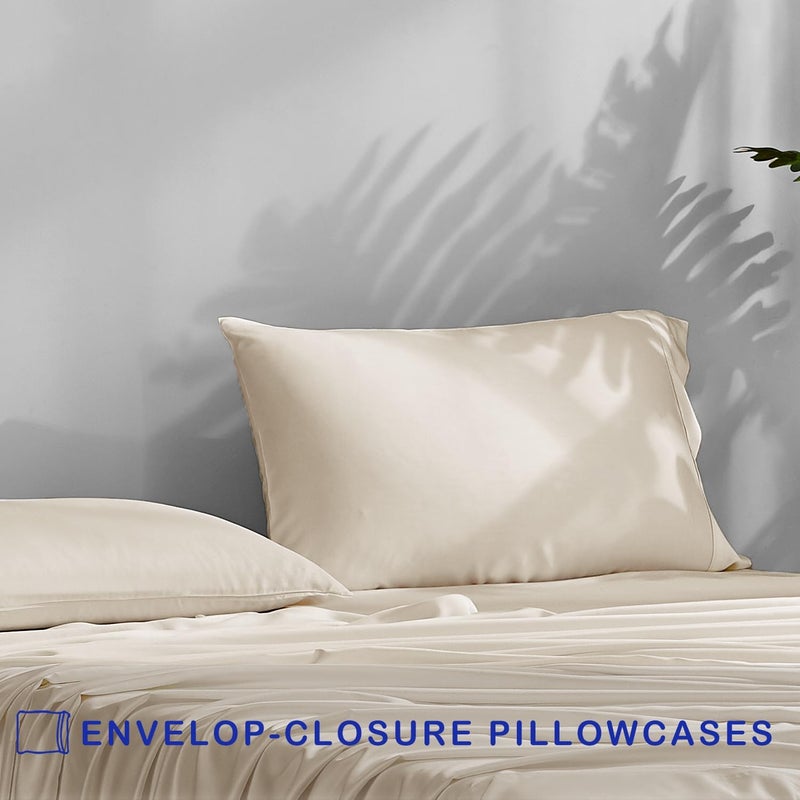 ACCURATEX Cooling Pillow Cases Set of 2, Soft Breathable Pillow Case with Envelop Closure, 100% Rayon Derived from Bamboo, Silky Pillowcase for Hair and Skin, Gifts, Beige, 50 × 75 cm - Image 3