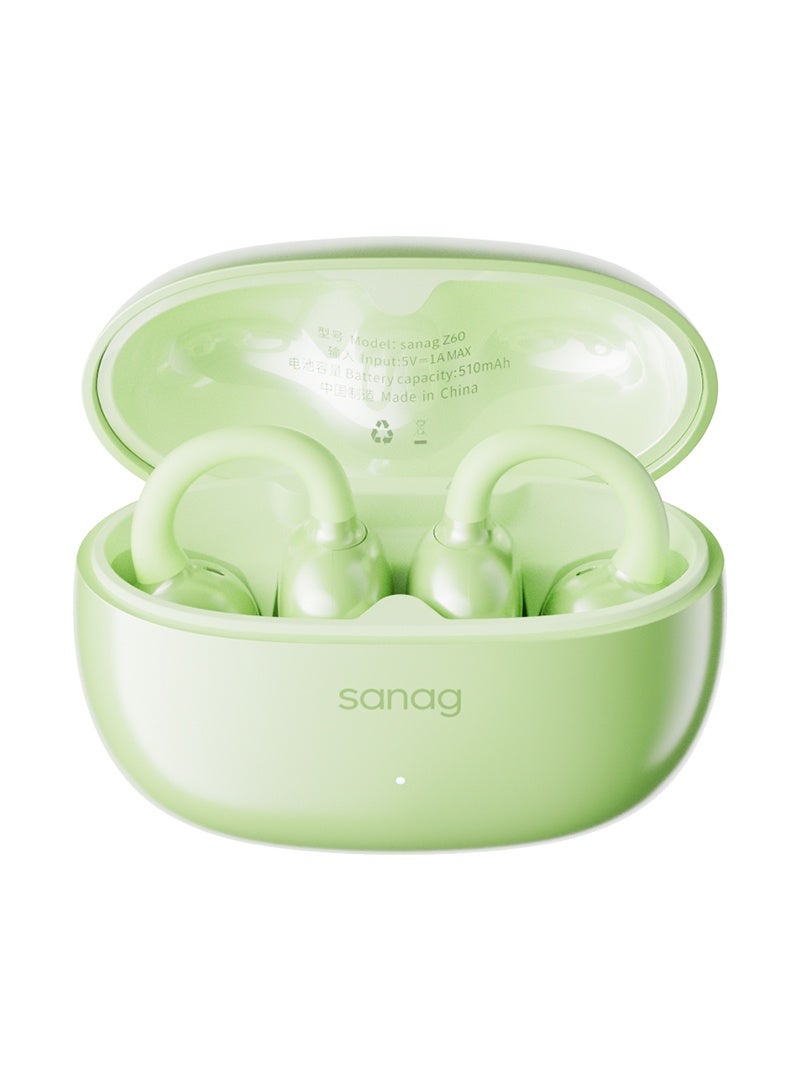 ساناج سماعات Z60S المعلقة مفتوحة الأذن، خفيفة الوزن للغاية 5.1 جرام، بطارية تدوم 50 ساعة، صوت غامر، تصميم عصري، اتصال واضح، مقاومة الضوضاء، مقاومة للماء IPX4، تحكم ذكي عبر التطبيق، متوافقة مع iOS و Android باللون الأخضر. - Image 2