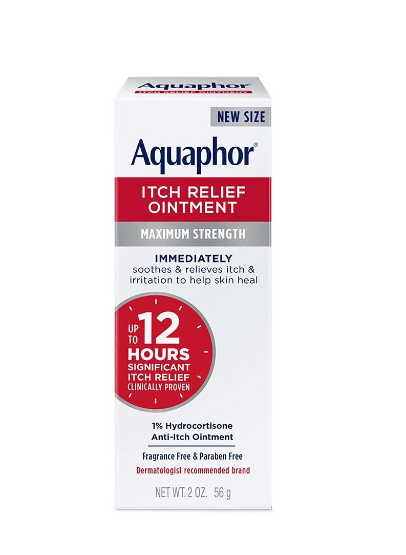 Aquaphor Itch Relief Ointment, Maximum Strength 1% Hydrocortisone, Relieves Itch from Skin Irritation, Insect Bites, Psoriasis, Skin Rashes, Eczema, & Poison Ivy, 2 oz - Image 1