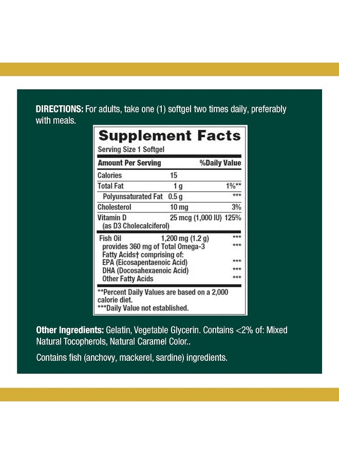NATURE'S BOUNTY - Fish Oil 1200 Mg+D3 1000 Iu - 90 Softgels - Image 1