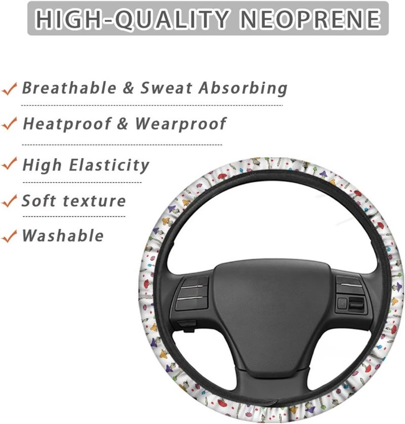 Car Steering Wheel Cover for Women and Men,Non-Slip Breathable Steering Wheel,Universal 14.5"-15" Fit for Cars and SUVs Purple Steering Wheel Cover(Mushroom Accents) - Image 4