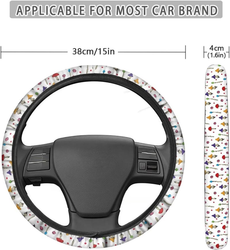 Car Steering Wheel Cover for Women and Men,Non-Slip Breathable Steering Wheel,Universal 14.5"-15" Fit for Cars and SUVs Purple Steering Wheel Cover(Mushroom Accents) - Image 5