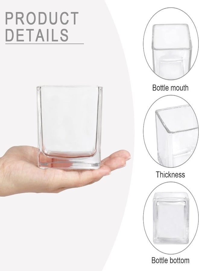 AKDC 12 Pack Clear Square Glass Vases, Planter Terrarium Flowers Vase Candle Holder For Home,Garden, Wedding Centerpiece Decrations And Formal Dinners (Width 3", Height 3") - Image 1