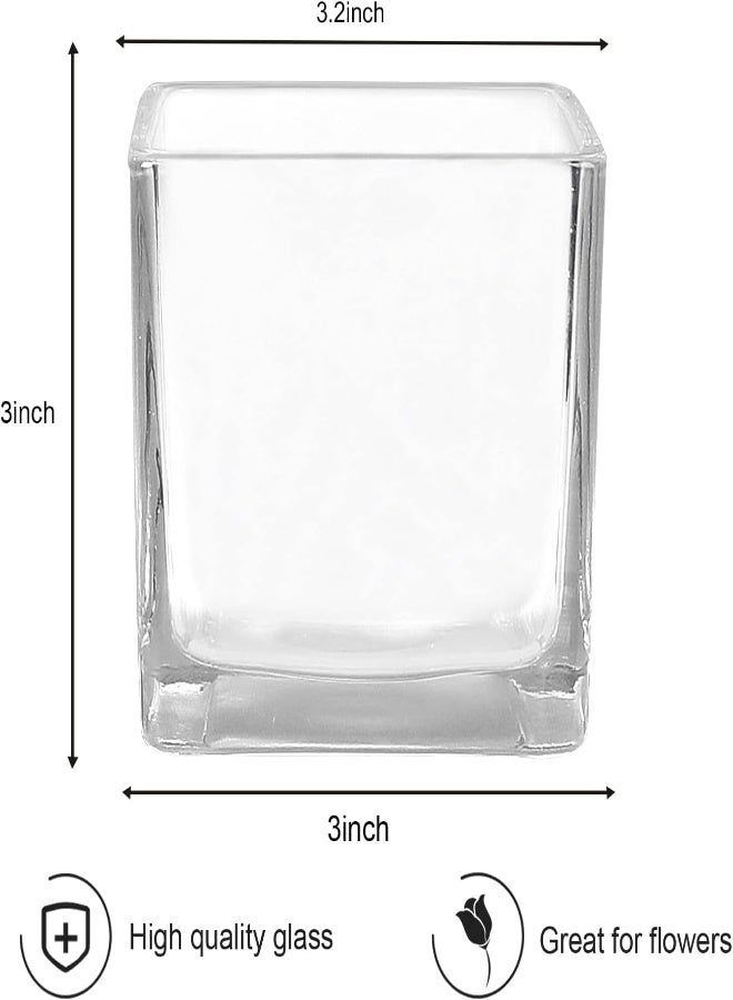 AKDC 12 Pack Clear Square Glass Vases, Planter Terrarium Flowers Vase Candle Holder For Home,Garden, Wedding Centerpiece Decrations And Formal Dinners (Width 3", Height 3") - Image 2