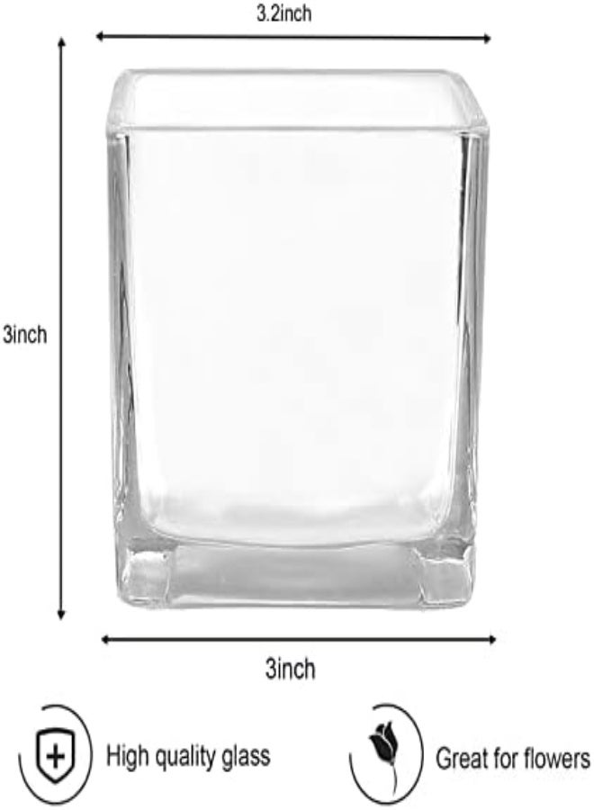 AKDC 12 Pack Clear Square Glass Vases, Planter Terrarium Flowers Vase Candle Holder For Home,Garden, Wedding Centerpiece Decrations And Formal Dinners (Width 3", Height 3") - Image 4