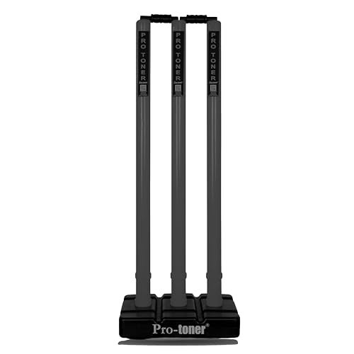 Protoner Cricket Stumps Set with Base and 2 bails (Black) - Image 1