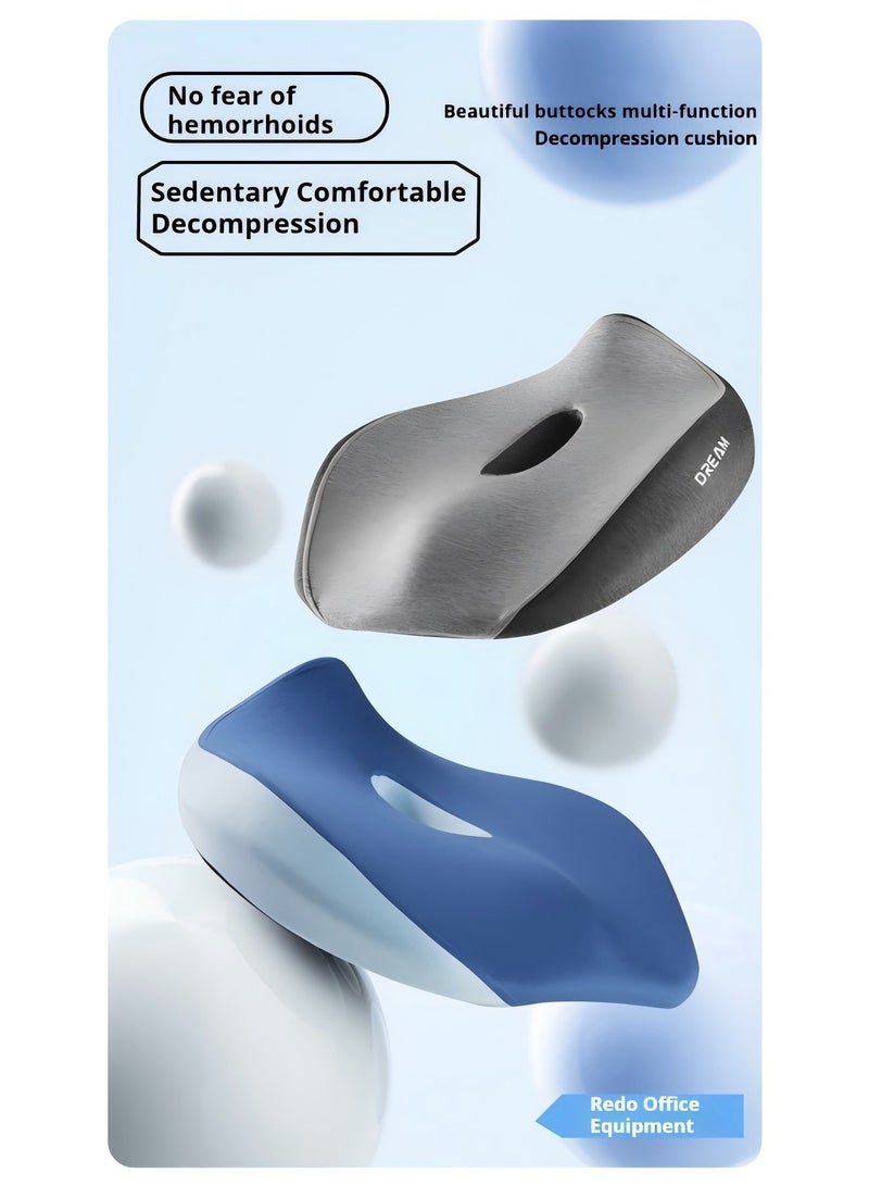 بيوينتي وسادة مقعد، وسادة كرسي مانعة للانزلاق مع إسفنج ميموري فوم، وسائد عظم الذنب لتخفيف الضغط، وسادة مقعد الكمبيوتر والسيارة (رمادي) - Image 2