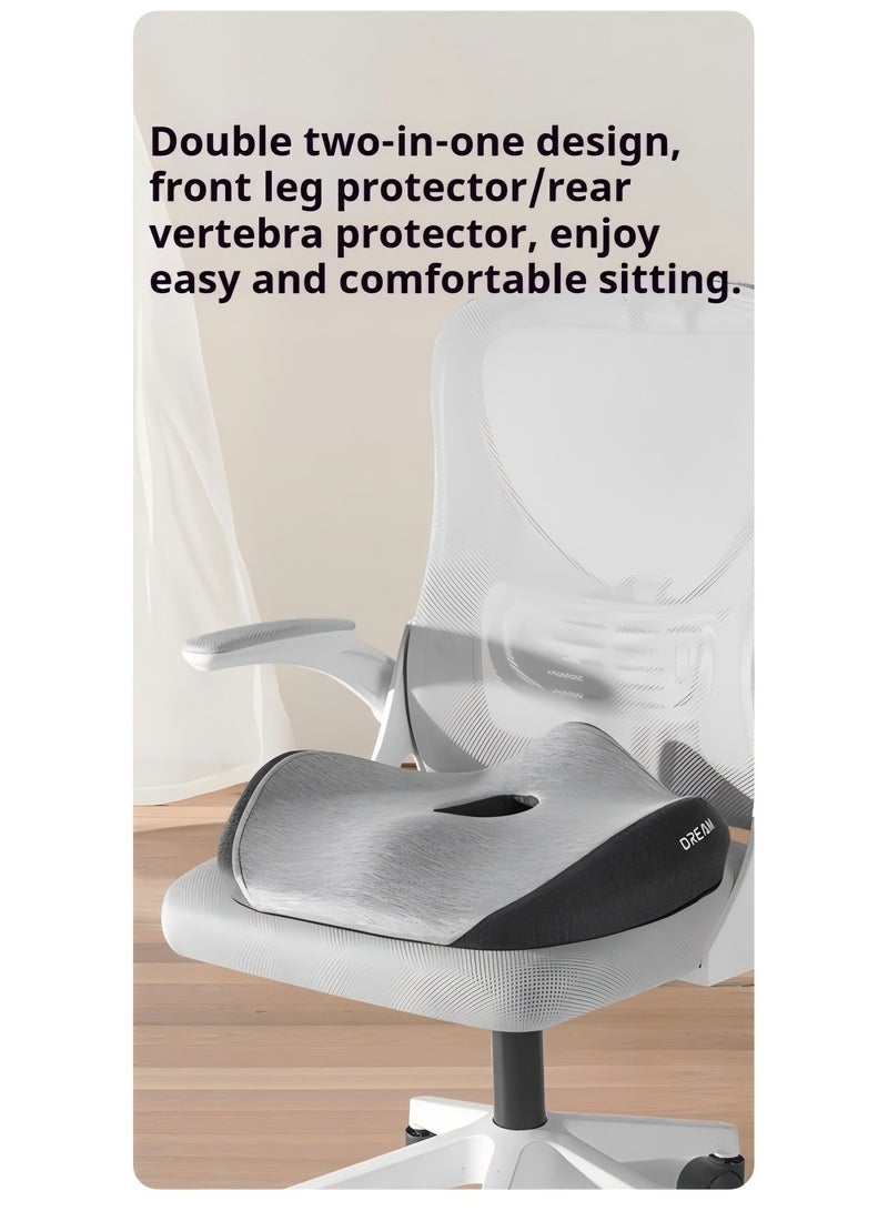 بيوينتي وسادة مقعد، وسادة كرسي مانعة للانزلاق مع إسفنج ميموري فوم، وسائد عظم الذنب لتخفيف الضغط، وسادة مقعد الكمبيوتر والسيارة (رمادي) - Image 3