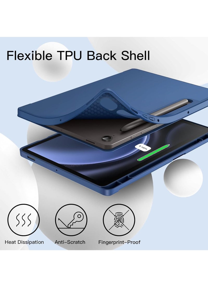 vesus Case for Tab S9 FE 10.9-Inch with S Pen Holder - Soft TPU Tri-Fold Stand Protective Tablet Cover, Supports S Pen Charging, Auto Wake/Sleep - Navy Blue - Image 3
