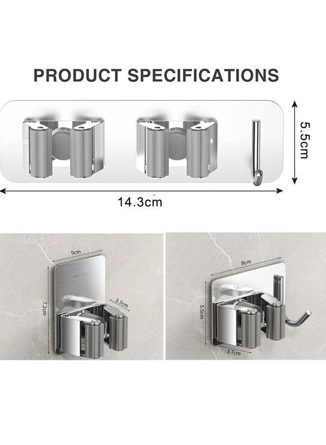 Photon 3 Pcs Mop Broom Holder Wall Mounted, Mounted SUS304 Stainless Steel, Shelves of different specifications Heavy Duty Anti Slip Broom Mop Mount Hanger Storage Organizer for Home Garage Kitchen Closet Laundry Room Outdoor Garden - Image 2
