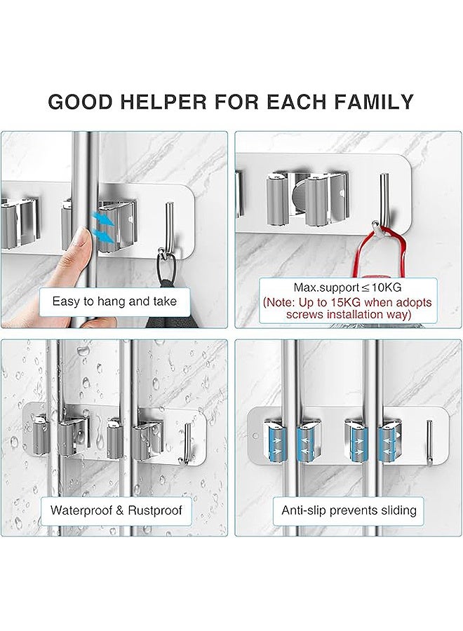 Photon 3 Pcs Mop Broom Holder Wall Mounted, Mounted SUS304 Stainless Steel, Shelves of different specifications Heavy Duty Anti Slip Broom Mop Mount Hanger Storage Organizer for Home Garage Kitchen Closet Laundry Room Outdoor Garden - Image 4