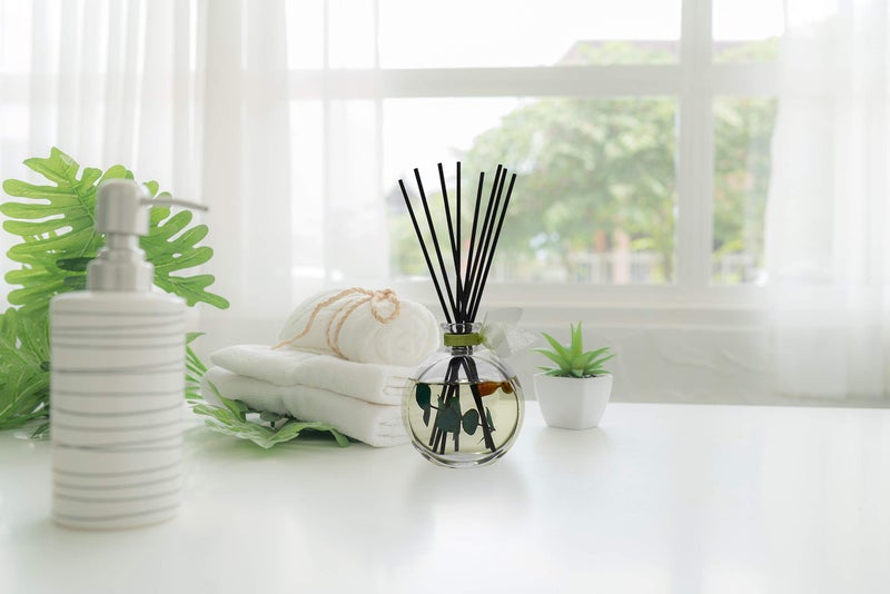 LOVSPA Reed Diffuser Set, Unwind Eucalyptus & Mint Scented Oil Diffuser with Sticks, Home Fragrance Accessories for Bathroom Shelf Decor, Aroma Diffusers for Home or Office Desk, USA Made - Image 5