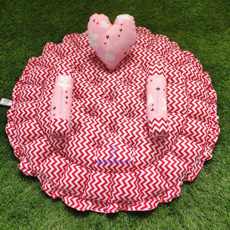 MOTHERHOOD MOTHERHOOD Round Baby Tub Bed and 3 pc Baby Pillow Luxury Baby Mattress Bed Sleeper Bedding Set coSleeper Safe Cotton Fabric with RFilled UltraSoft Comfortable for Newborn to ToddlersPink - Image 4