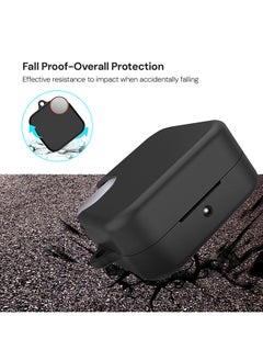 O Ozone Silicone Case Compatible with CMF By Nothing Buds Pro 2, Shockproof and Scratch-Resistant Full-Body Protection Cover with Anti-Lost Keychain- Black  - Image 4
