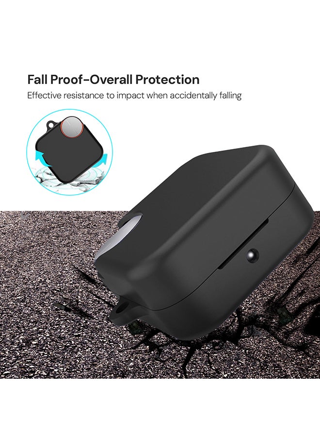 O Ozone Silicone Case Compatible with CMF By Nothing Buds Pro 2, Shockproof and Scratch-Resistant Full-Body Protection Cover with Anti-Lost Keychain- Black  - Image 4