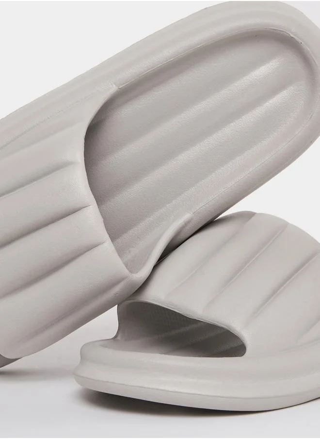 Styli Cushioned Single Band Open Toe Slides
