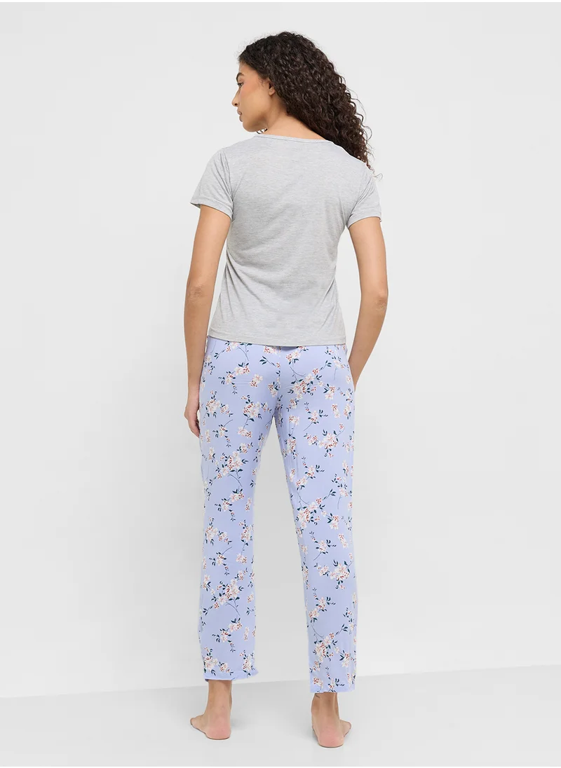 Ginger T-Shirt & Floral Pyjama Set