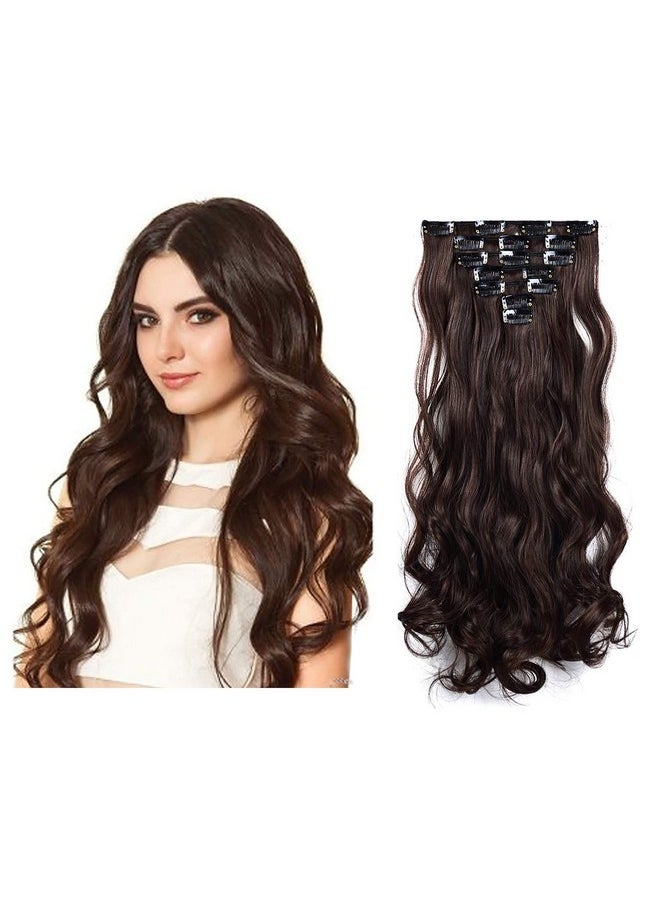 BeatStock , 16 Clip, 6 Pcs Set Curly Wavy Hair Extension In Brown Color Texture For Women, Updated Model  - Image 1