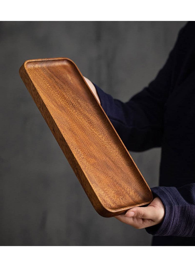 MIBRU Coffee Wood Serving Tray Serve Tea Coffee Or Breakfast In Bed Classic Wooden Decorative Serving Tray Rectangular Brown 30X12X2Cm  - Image 1