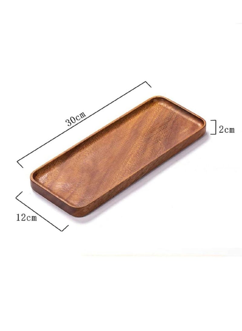 MIBRU Coffee Wood Serving Tray Serve Tea Coffee Or Breakfast In Bed Classic Wooden Decorative Serving Tray Rectangular Brown 30X12X2Cm  - Image 3