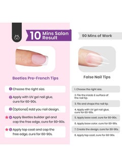 beetles Gel Polish Beetles French Tip Press On Nails: 150 Pcs Pink Short Square Press On Nails 4 In 1 Nail Tips Gel Nail, Pre-Applied Primer And Base Coat, No File Need Diy Manicure For Nail Extension Designs And Gift  - Image 5