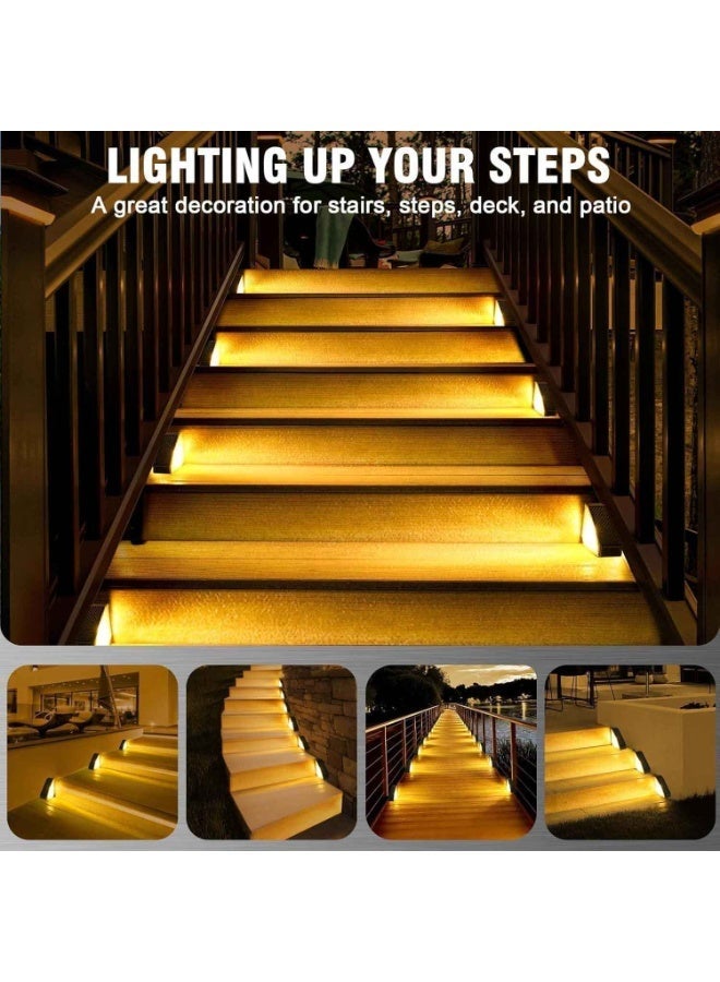 6 Pack Solar Step Lights Outdoor Waterproof IP65, LED Stair Lights for Deck, Garden, Porch, Patio,Warm & White Dual Light, 10-Hr Bright Security Lighting, Easy Install Triangle Design - Image 2