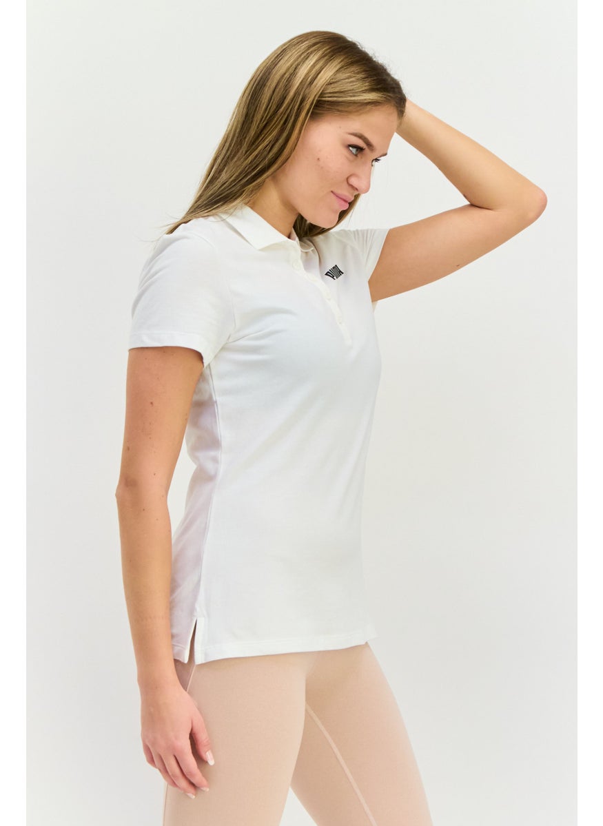 PUMA Women Regular Fit Brand Logo Short Sleeves Outdoor Polo Shirt, White  - Image 2