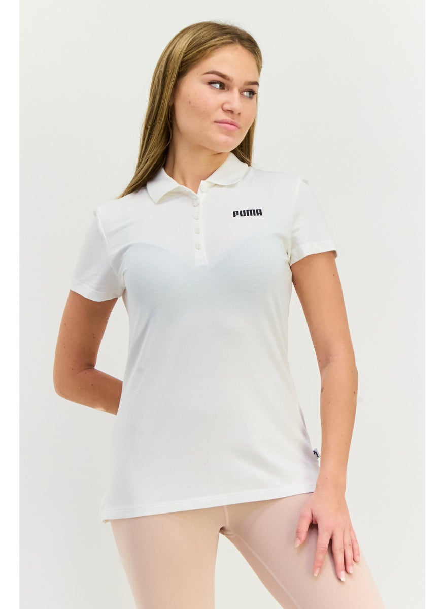 PUMA Women Regular Fit Brand Logo Short Sleeves Outdoor Polo Shirt, White  - Image 1