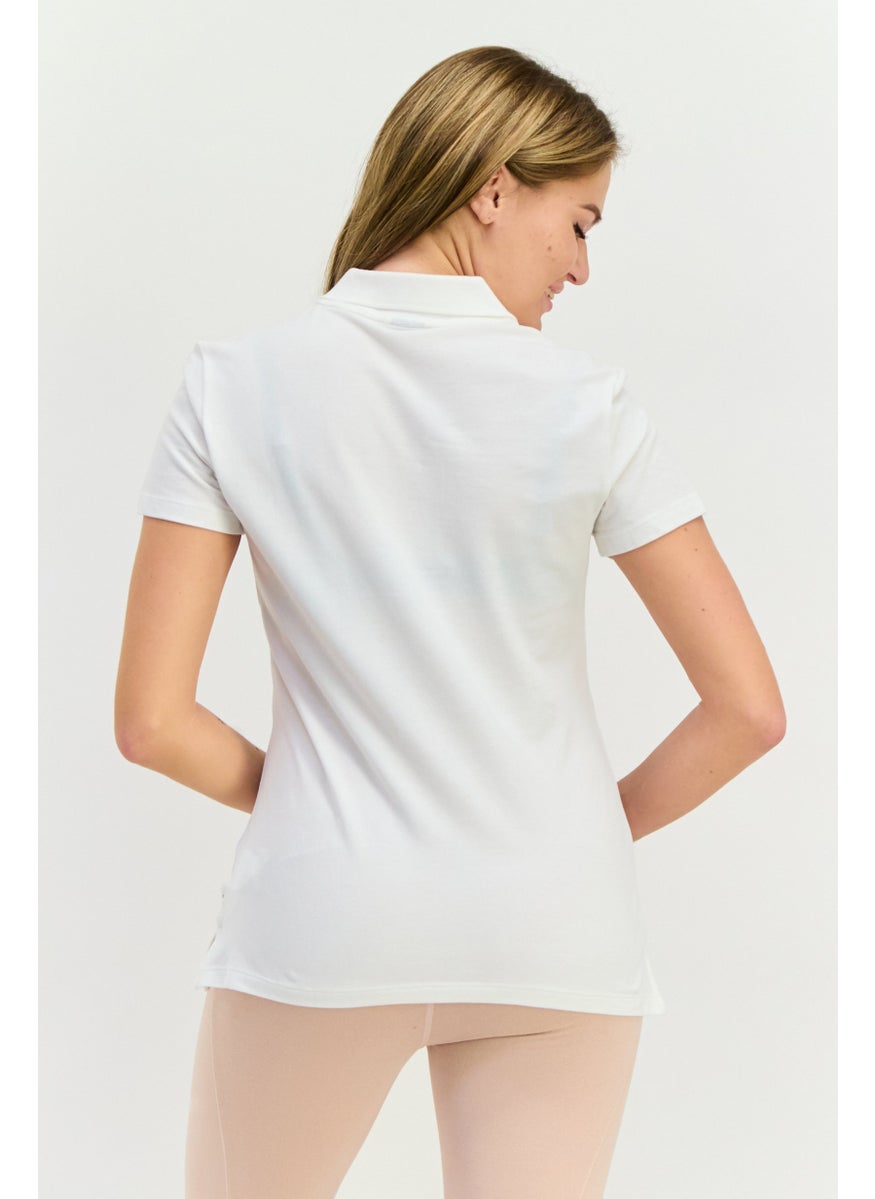 PUMA Women Regular Fit Brand Logo Short Sleeves Outdoor Polo Shirt, White  - Image 3