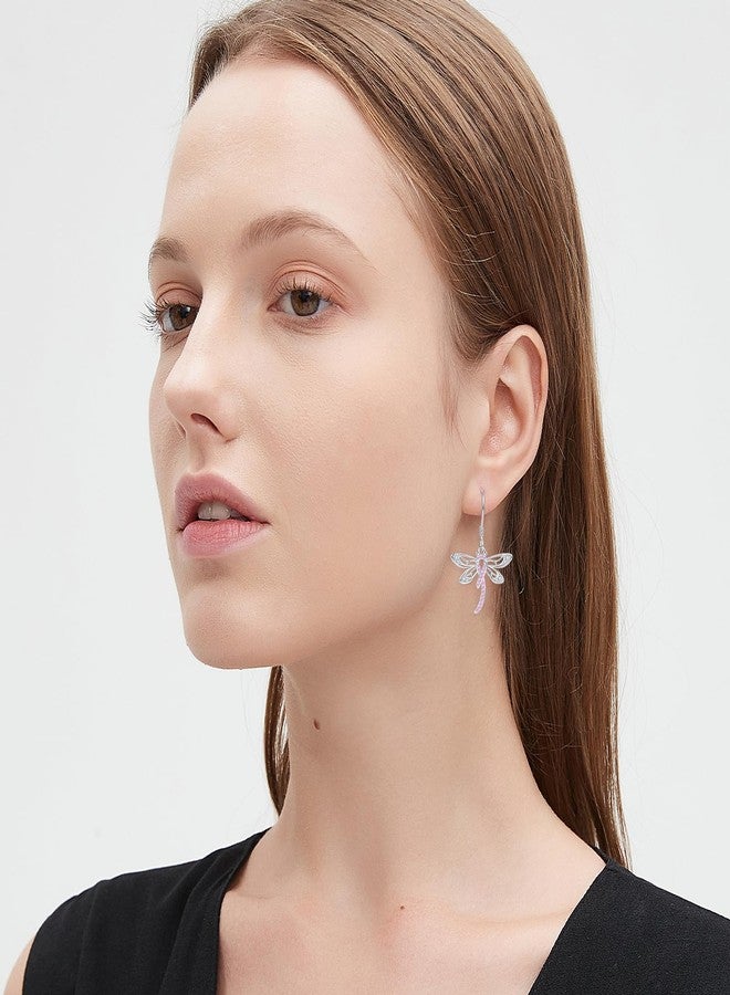 ACJNA Breast Cancer Survivor Earrings for Women 925 Sterling Sliver Dragonfly Breast Cancer Awareness Pink Ribbon Dangle Drop Earrings Gifts - Image 3