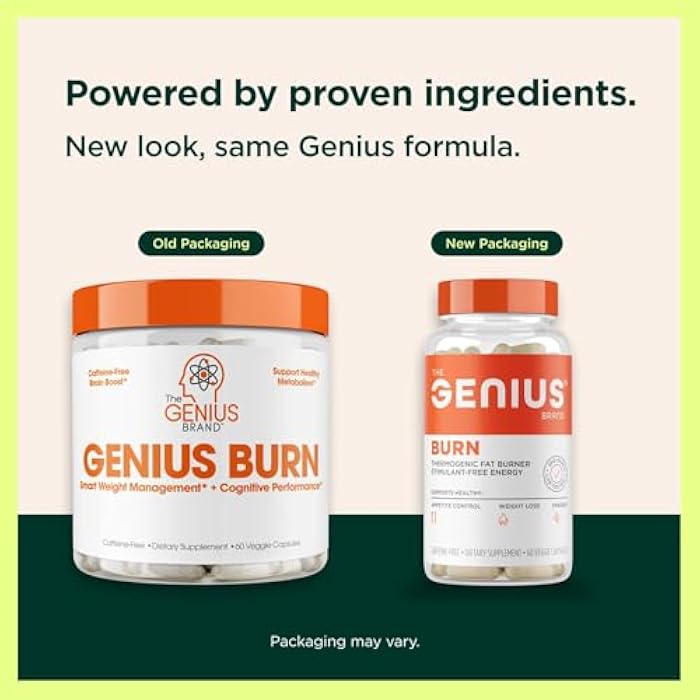 The Genius Brand Genius Thermogenic Fat Burner, 60 Diet Veggie Pills - Weight Loss & Metabolism Supplement, Appetite Suppressant & Energy Booster - Caffeine-Free Nootropic Focus & Brain Boost - Ashwagandha & TeaCrine - Image 2