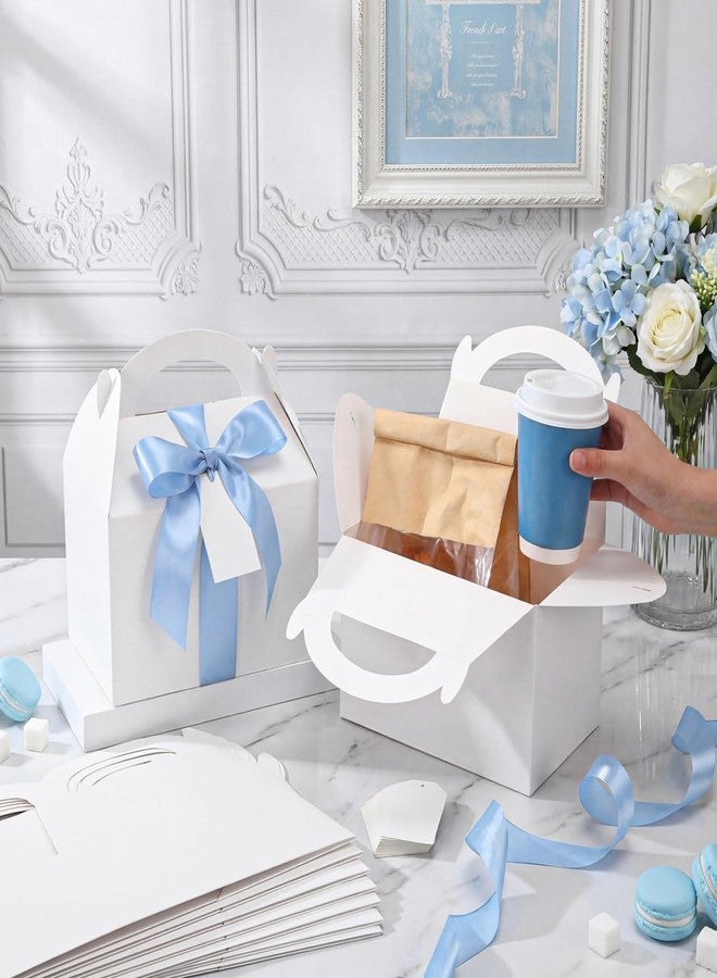 Maitys 24 Set Large Gable Boxes with Handles Ribbon and Tag 9''x6''x6'' Wedding Welcome Goodies Boxes for Guests Welcome Favor Kit for Wedding Bridal Shower Party Gift Packing (White,Light Blue - Image 5