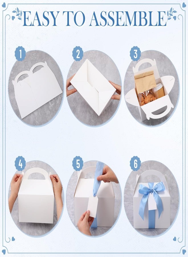 Maitys 24 Set Large Gable Boxes with Handles Ribbon and Tag 9''x6''x6'' Wedding Welcome Goodies Boxes for Guests Welcome Favor Kit for Wedding Bridal Shower Party Gift Packing (White,Light Blue - Image 4