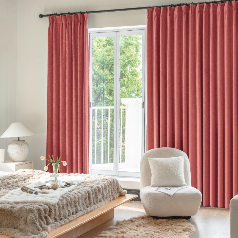 IVAPUPU Thick Linen Blend Pinch Pleated Blackout Curtains for Bedroom - 2 Pages Black Out Fall Curtains 95 Inch Long 2 Panel for Living Room Darkening Thermal Window Curtain Drapes with 16pc Hooks - Image 5