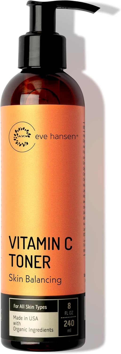 Eve Hansen Vitamin C Toner for face | 8 oz Hydrating Facial Toner & PH Balancing Pore Minimizer with Anti Aging Aloe, Citric Acid & Tea Tree | Skin & Face Toner for All Skin Types & Even, Clear Skin