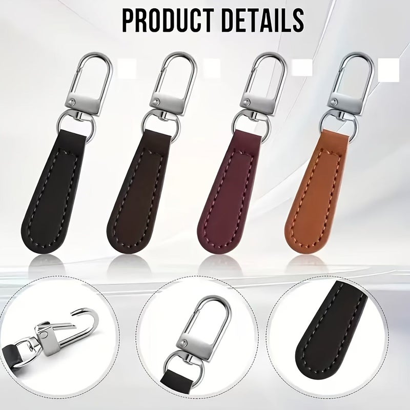 5pcs Coffee Color Removable Leather Zipper Puller Double Sided PU Zipper Piece - Image 5