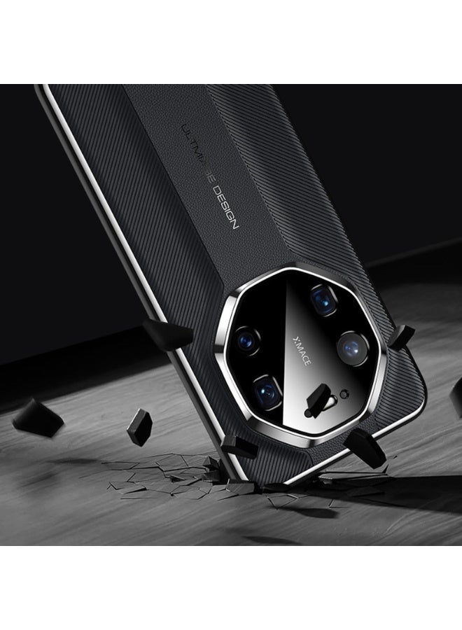 general Leather Case for Huawei Mate 80 Pro Max, Camera Lens Hole Protection Luxury Electroplated Anti-Fall Phone Cover Business Style - Image 4