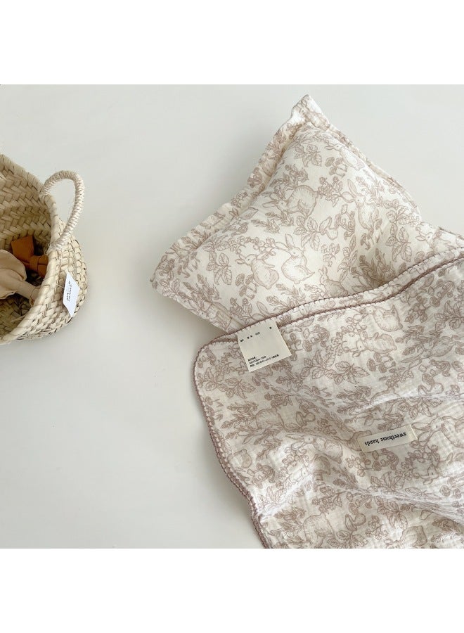 Nordic Style Retro Korean Style Class A Pure Cotton Small Floral Four-layer Gauze Baby Nap Blanket Newborn Wrap Blanket