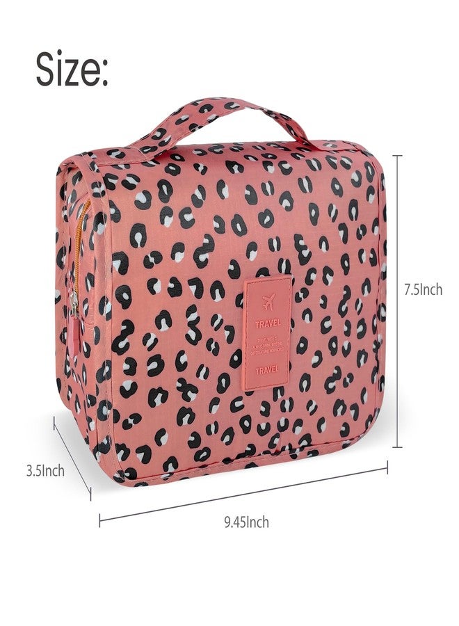 Lcsmaokin Large Capacity Toiletry Bag Travel Bag with Hanging Hook for Men and Women Waterproof Travel Cosmetic Bag Bathroom Storage Bag for Brushes Set,Full-Sized Shampoo,Accessories-Pink Leopard - Image 5