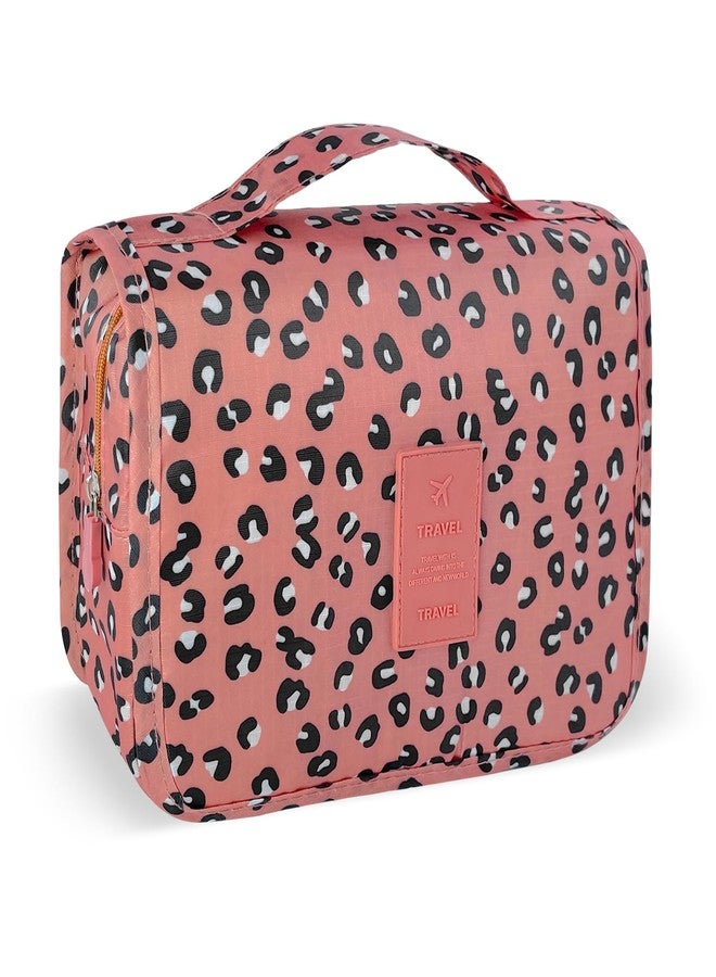 Lcsmaokin Large Capacity Toiletry Bag Travel Bag with Hanging Hook for Men and Women Waterproof Travel Cosmetic Bag Bathroom Storage Bag for Brushes Set,Full-Sized Shampoo,Accessories-Pink Leopard - Image 1