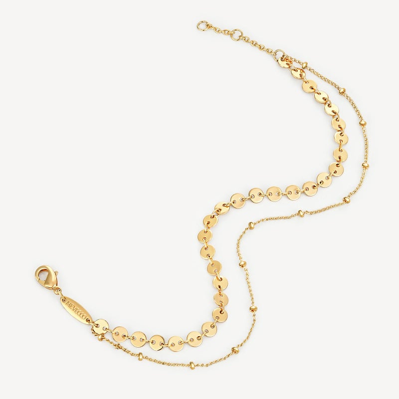 ميفيكو سوار MEVECCO للنساء مطلي بالذهب عيار 14 قيراطًا، سلسلة رقيقة، مجوهرات بسيطة، صناعة يدوية لطيفة، بسيطة، مناسبة لها - Image 5