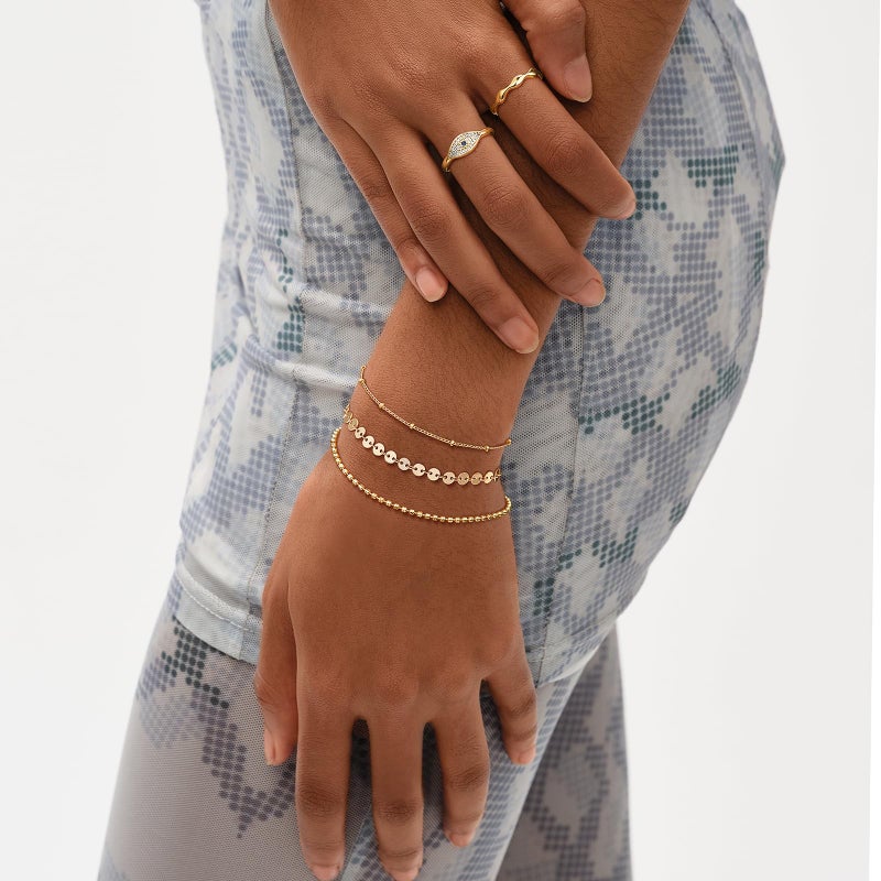 ميفيكو سوار MEVECCO للنساء مطلي بالذهب عيار 14 قيراطًا، سلسلة رقيقة، مجوهرات بسيطة، صناعة يدوية لطيفة، بسيطة، مناسبة لها - Image 2