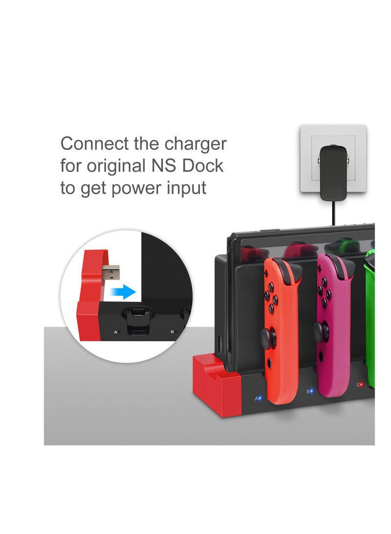 SYOSI Joy-Con Charger for Nintendo Switch OLED Model, Charging Dock Compatible with Joy Con Charger for Switch & OLED Model Version, USB Charging Dock Station Stand with Indicator - Black - Image 3