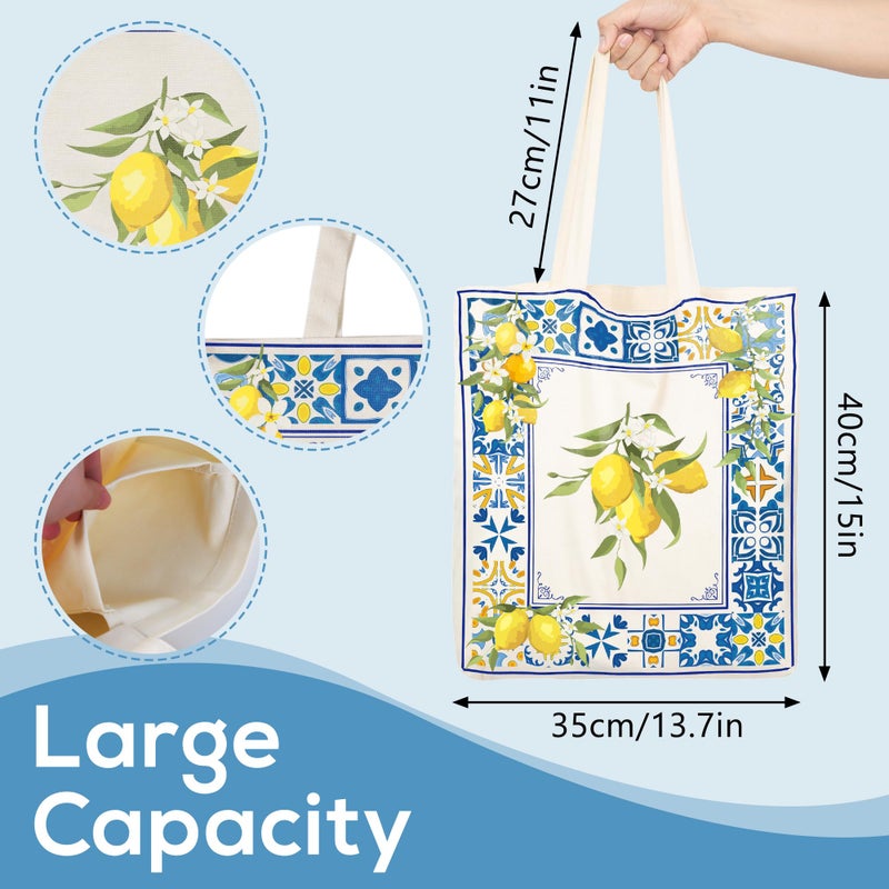 Sitsink Lemon Santorini Italy Souvenirs - Amalfi Coast Positano Italian Travel Essentials Lemon Tote Bags, Retro Vintage Style Tote Bags for Women Birthday Gifts - Image 5