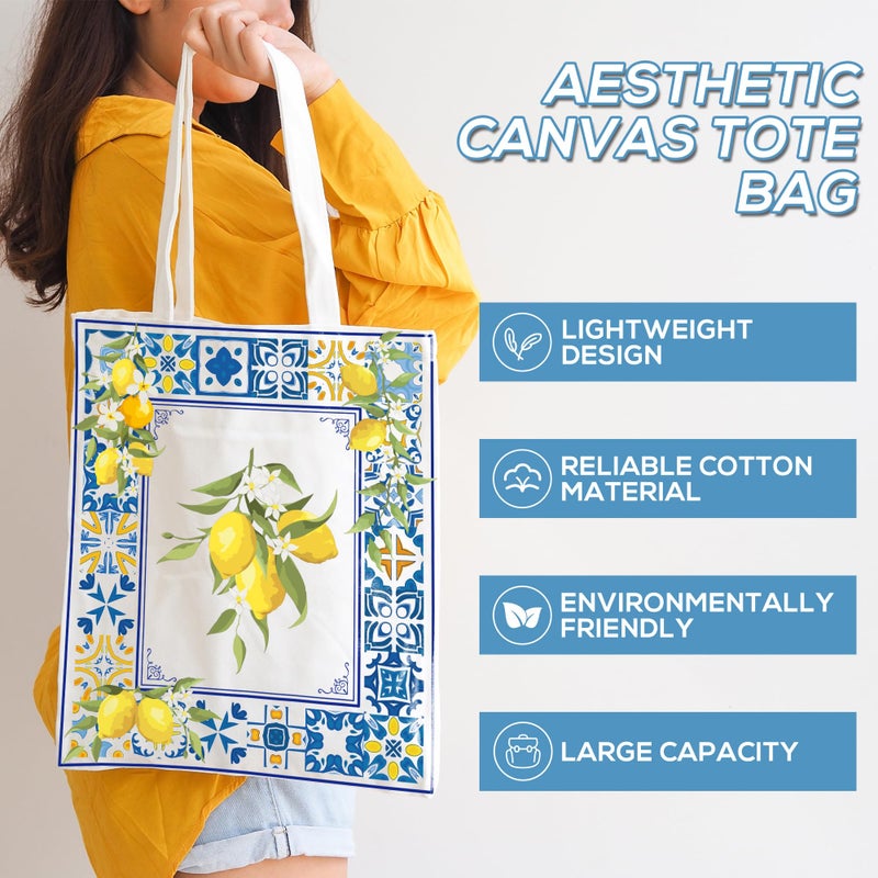 Sitsink Lemon Santorini Italy Souvenirs - Amalfi Coast Positano Italian Travel Essentials Lemon Tote Bags, Retro Vintage Style Tote Bags for Women Birthday Gifts - Image 4