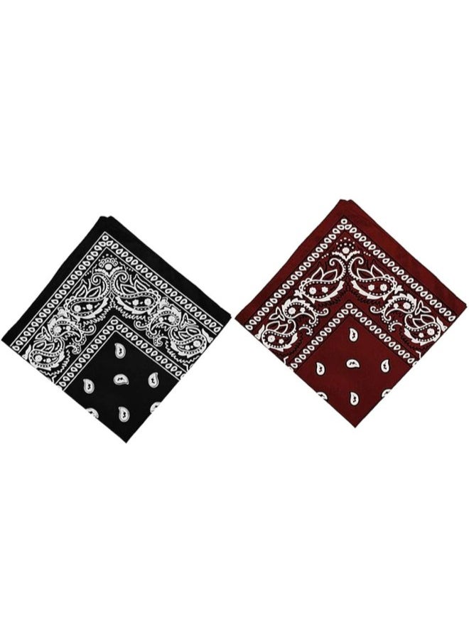 silvercnc - 2x Cotton Paisley Pattern Bandana Scarf Head Wrap Neck Headband Kerchief - Image 1