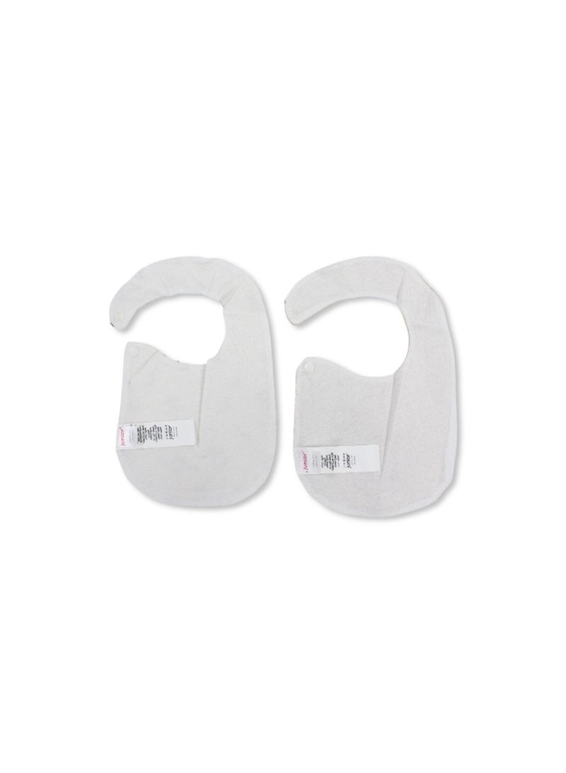 Junior Cotton Bib Beige & Off-White with "Little Wild" Print – Pack Of 2 - Image 2